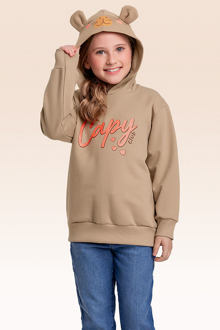 Blusão em moletom com capuz