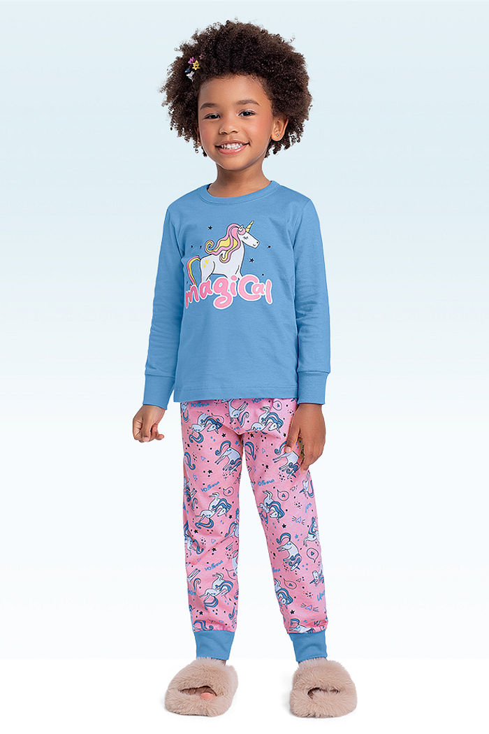 Conjunto pijama blusa manga longa e calça