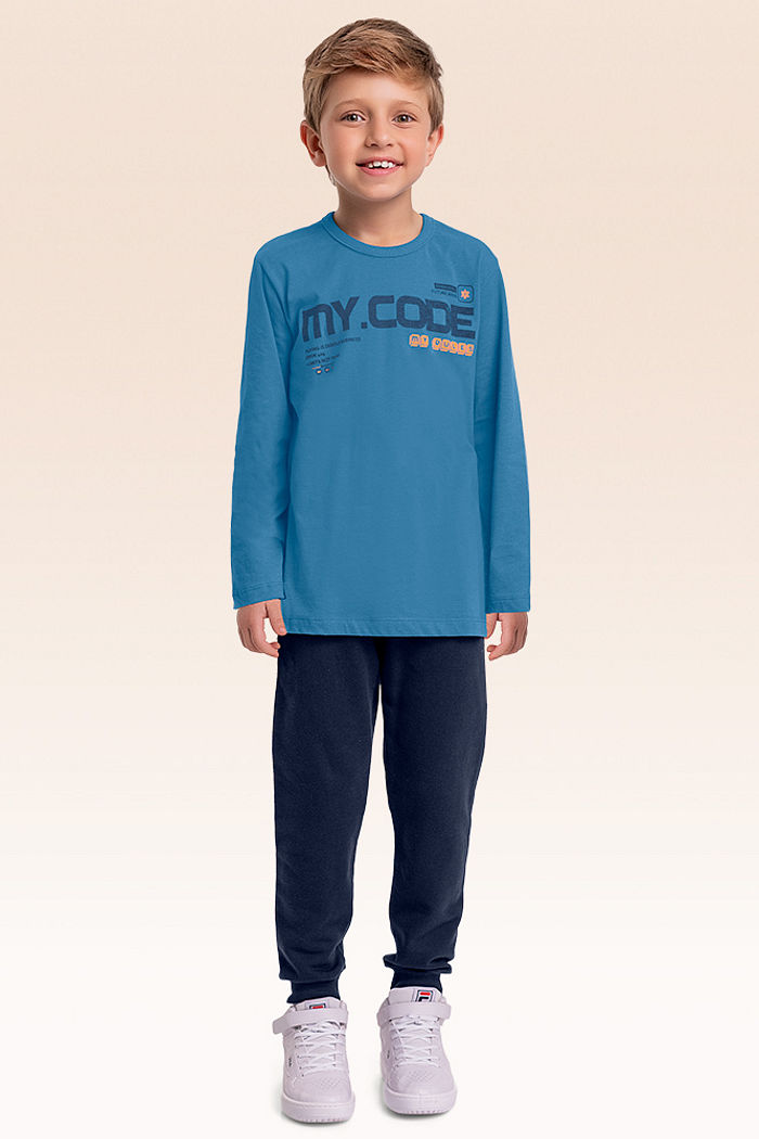 Conjunto camiseta manga longa e calça