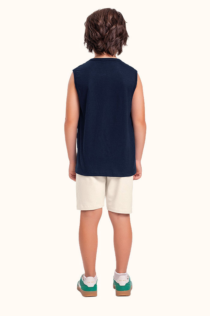 Conjunto regata em meia malha e bermuda em moletinho tennis club