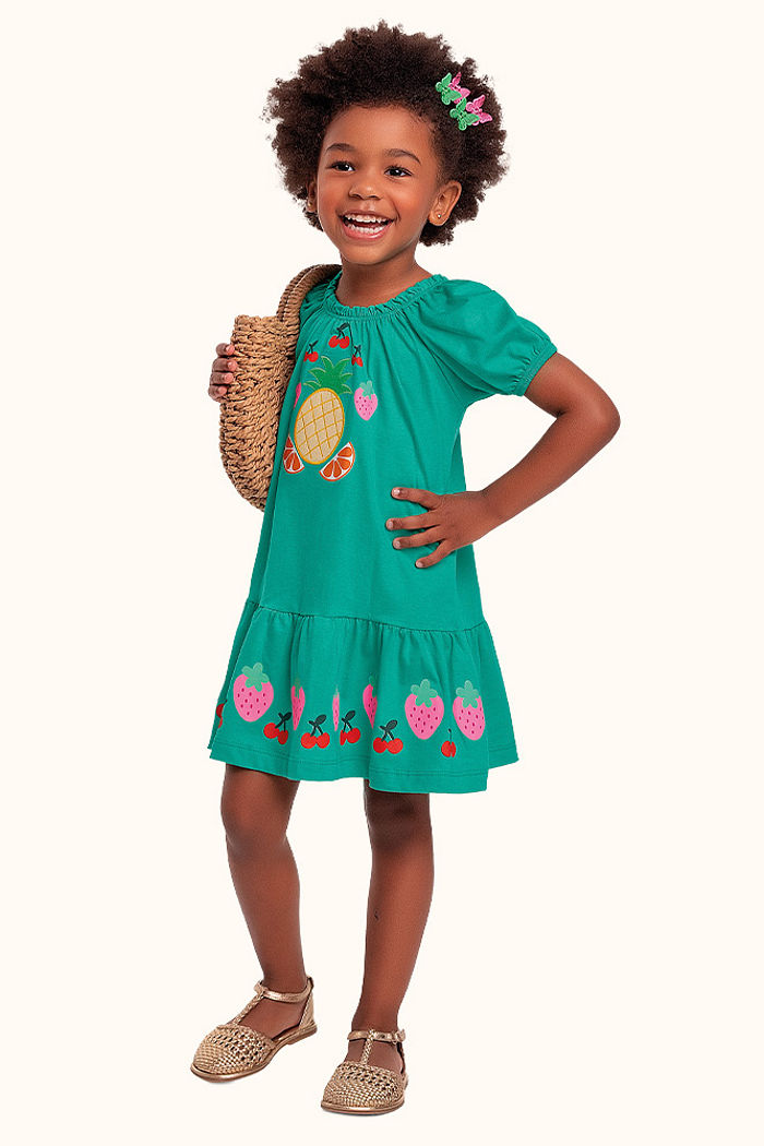 Vestido em meia malha com bordado