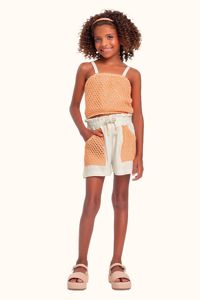 Conjunto top e short em malha florence costas em lastex