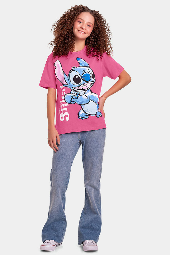 Blusa em meia malha Lilo & Stitch