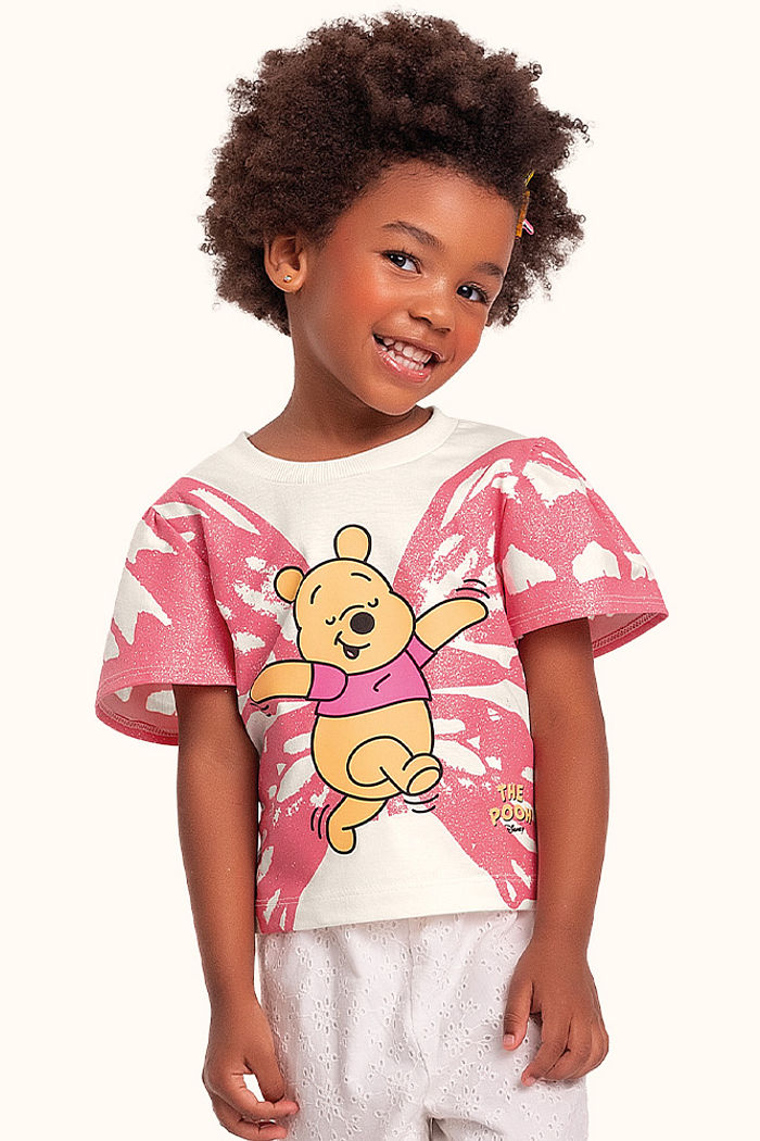 Blusa em meia malha ursinho pooh
