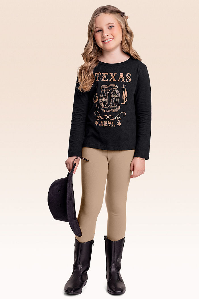 Conjunto blusa manga longa em meia malha