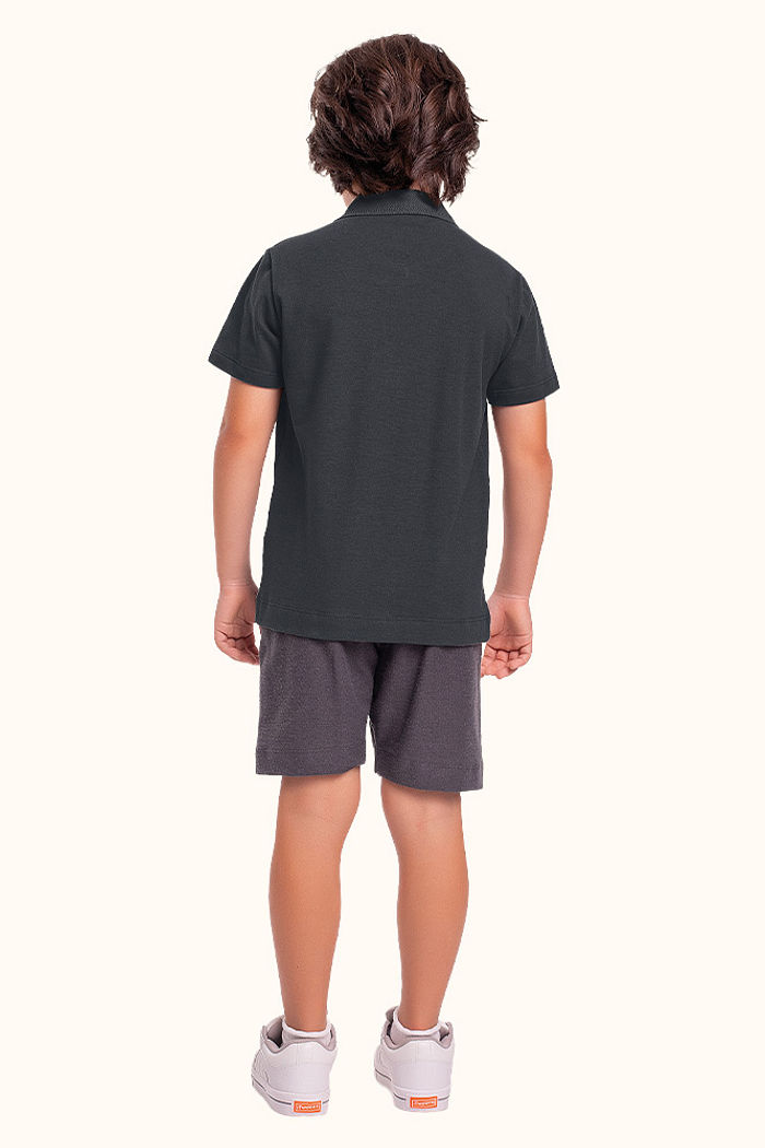 Camisa polo em meia malha piquet com zíper funcional