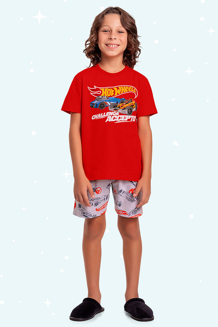 Conjunto pijama com tinta que brilha no escuro Challenge Hot Wheels