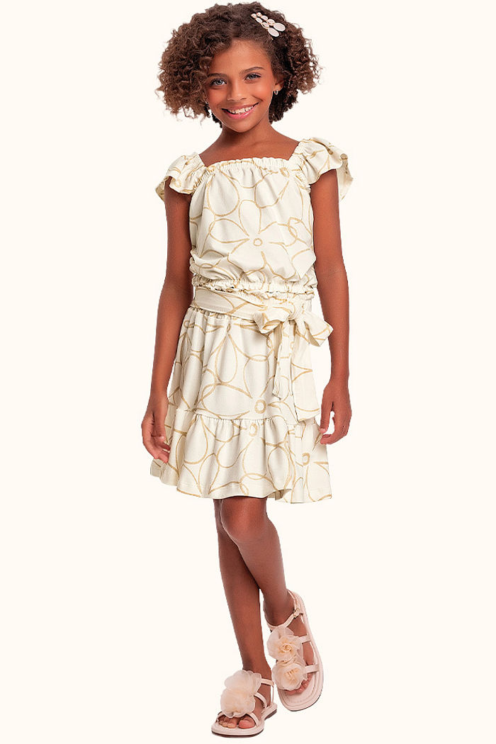 Conjunto blusa e saia em cotton leve floral