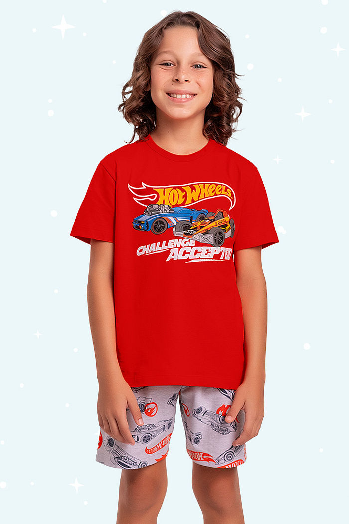 Conjunto pijama com tinta que brilha no escuro Challenge Hot Wheels