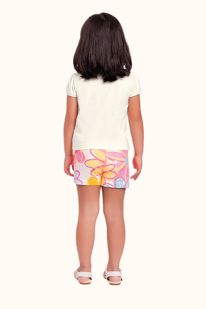 Conjunto blusa e short saia verão flores