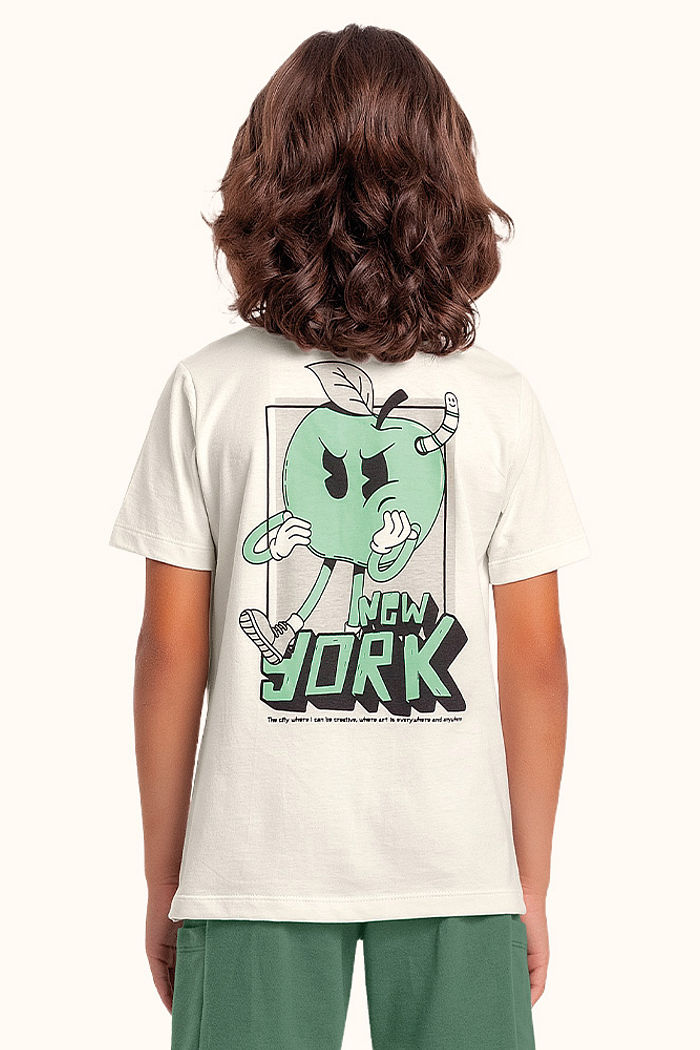 Conjunto camiseta New York em meia malha e bermuda em moletinho