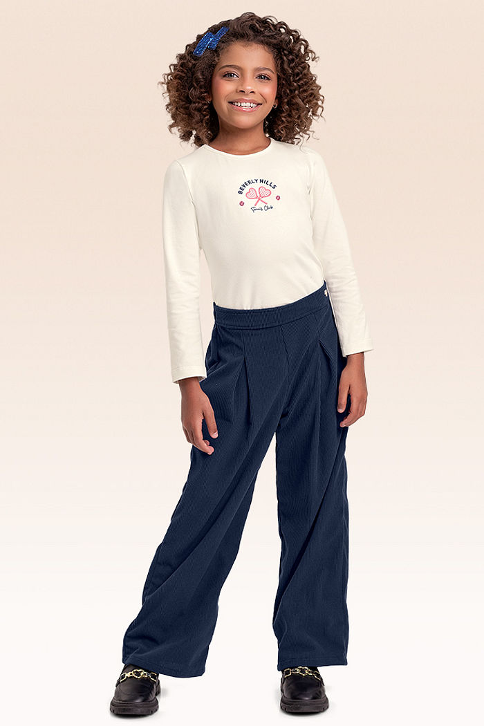 Conjunto blusa manga longa em cotton lev