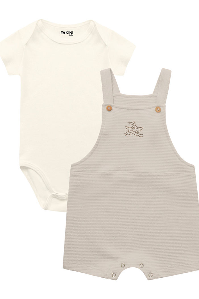 Conjunto bebê body manga curta e macacão