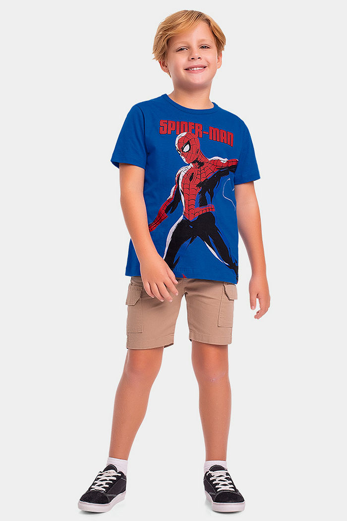 Conjunto infantil camiseta e máscara Spider-Man