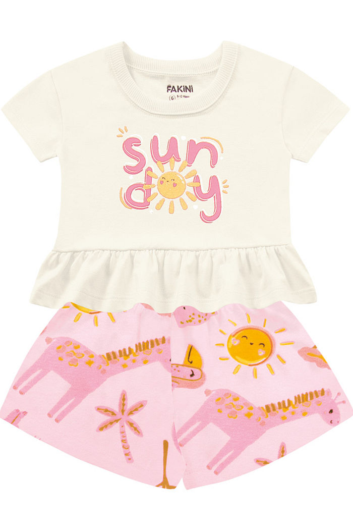 Conjunto blusa em meia malha e short em suedine