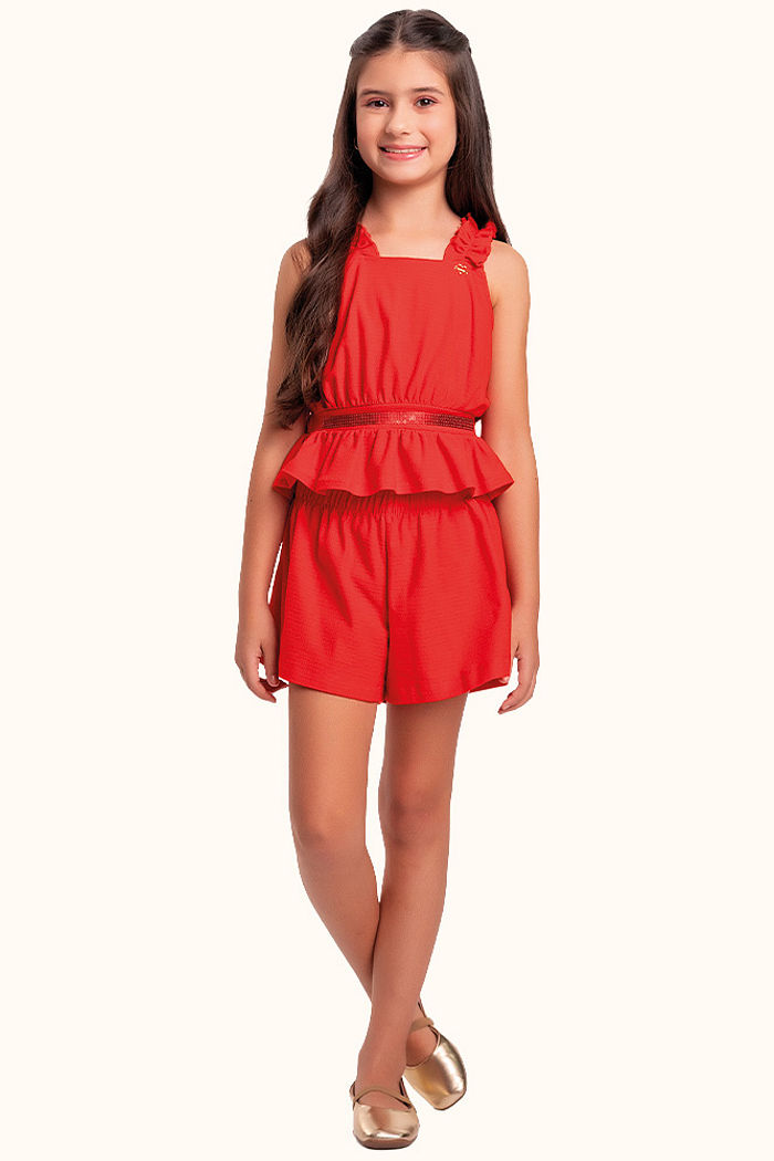 Conjunto regata e short em malha florence com bordado