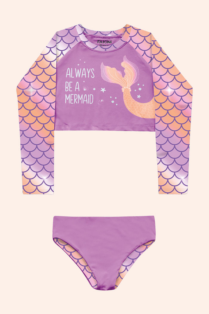 Conjunto moda praia blusa manga longa e calcinha