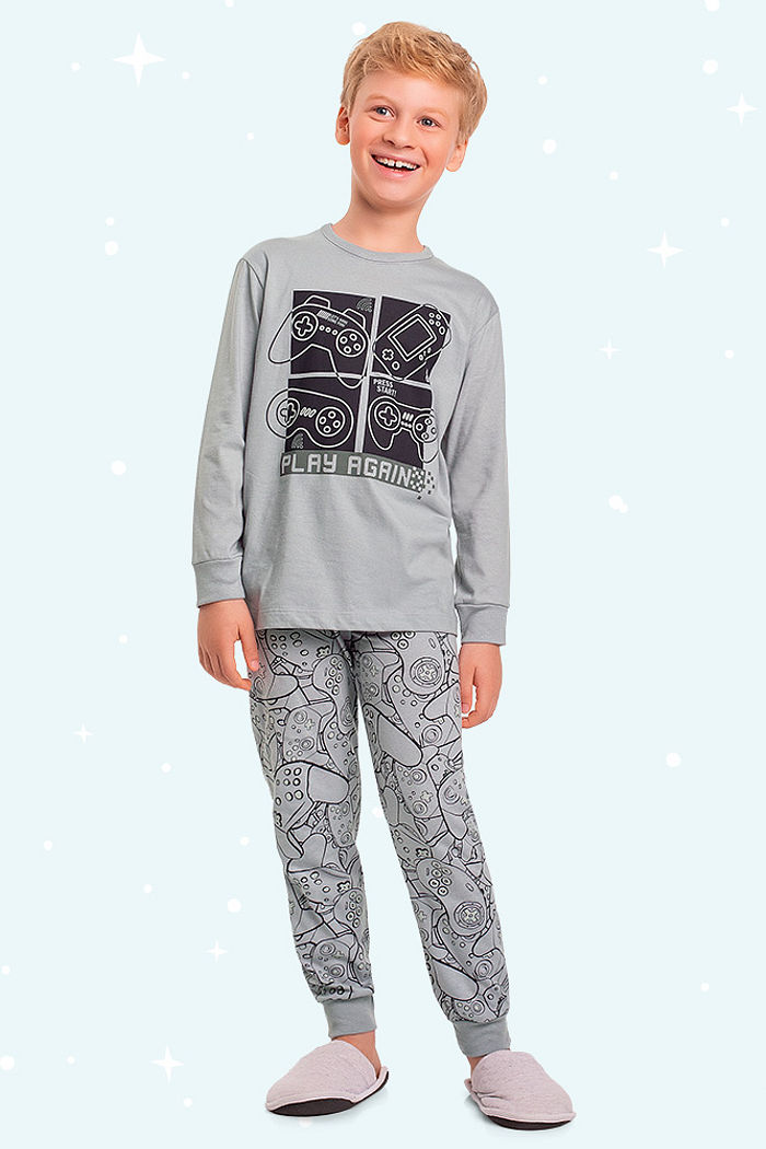 Conjunto pijama infantil camiseta manga longa e calça