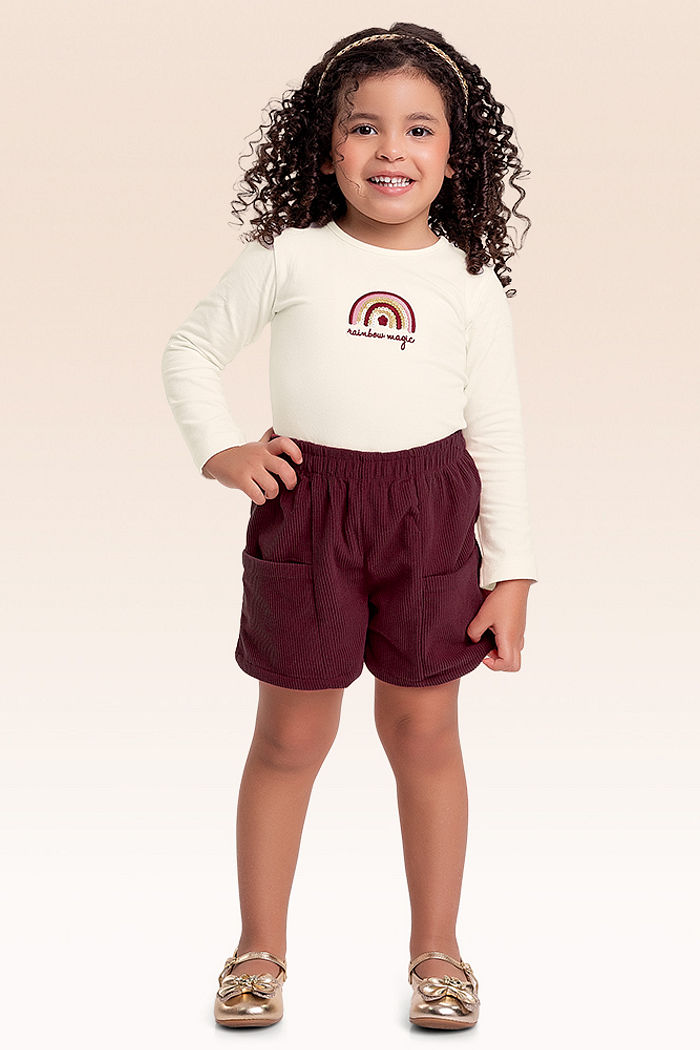 Conjunto blusa manga longa em cotton lev