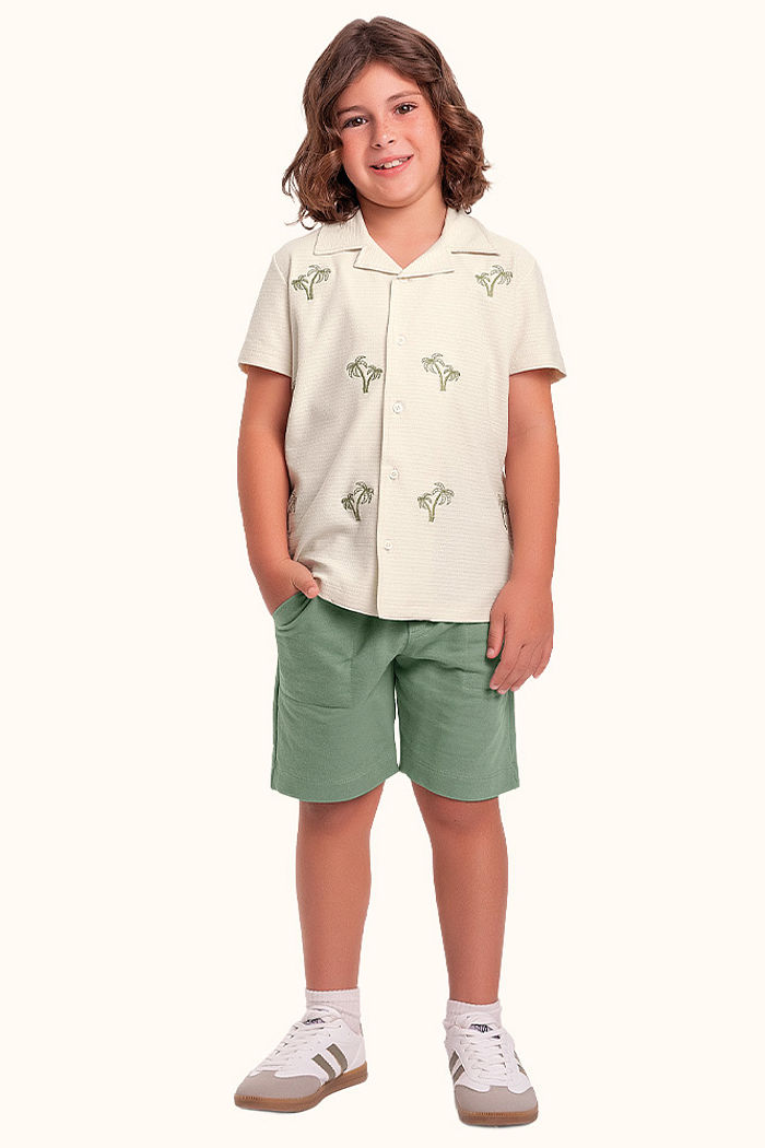 Bermuda em moletinho com cadarço decorativo