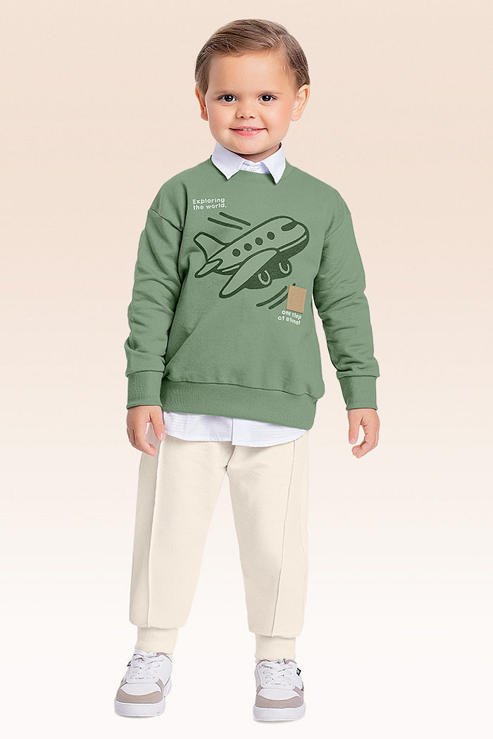 Conjunto blusão e calça em moletom