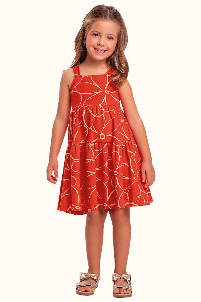 Vestido em cotton leve flor