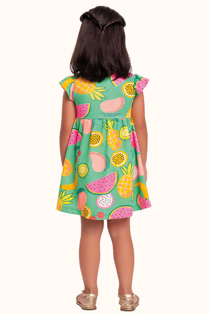 Vestido em malha favo frutas