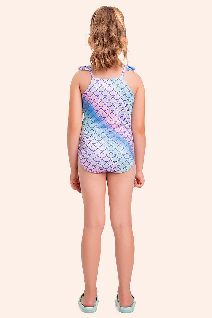 Maiô com forro em Cotton poliéster escamas sereias