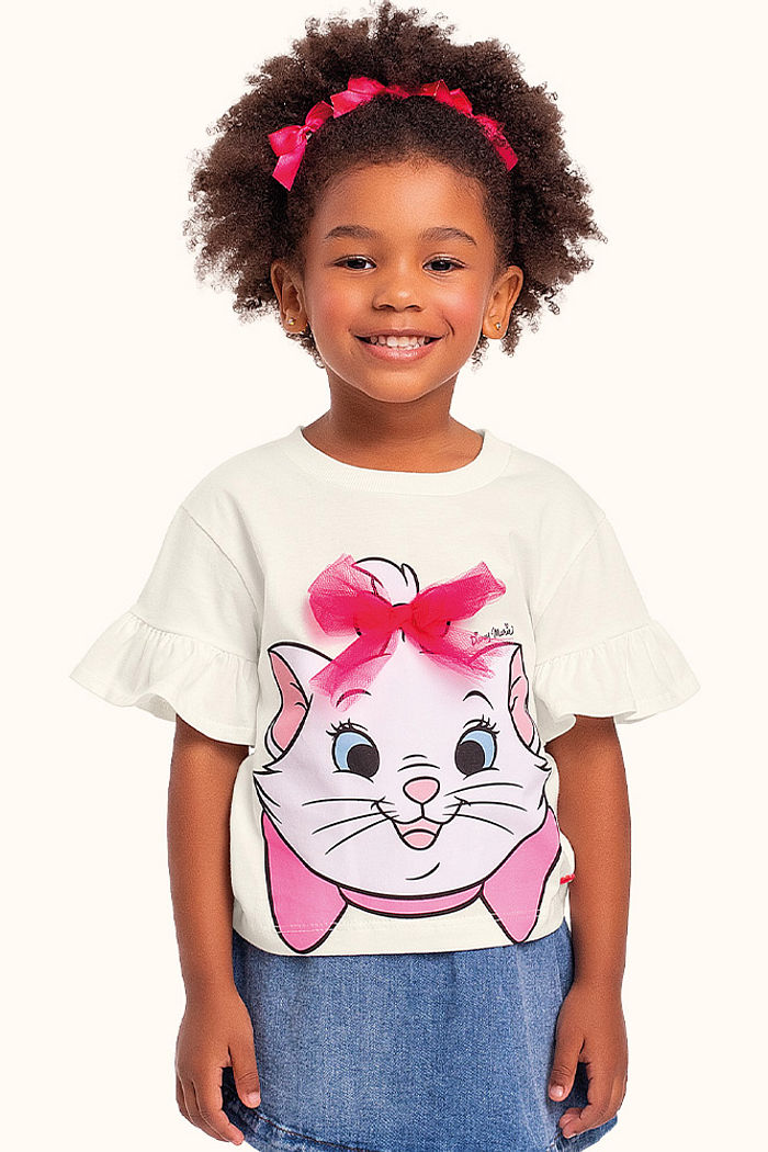 Blusa manga curta Marie com aplique de laço 3d