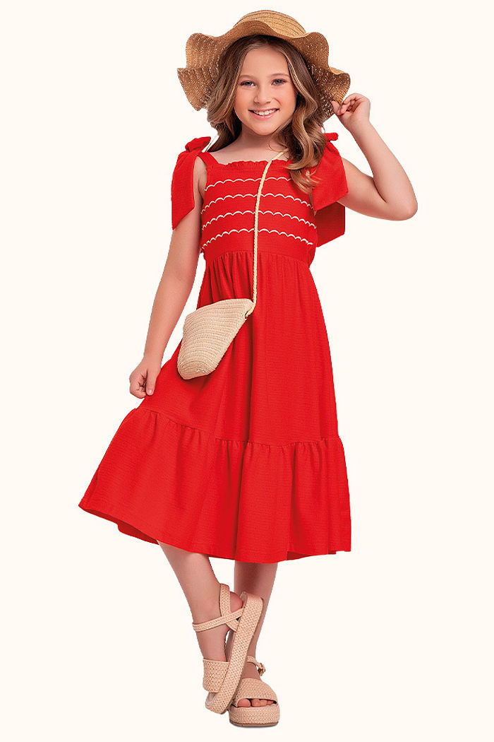 Vestido em malha florence lastex e bordado