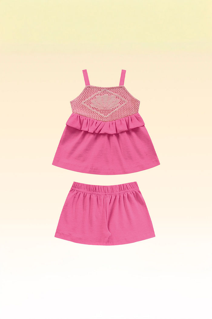 Conjunto regata short cotton flamê estampa perola