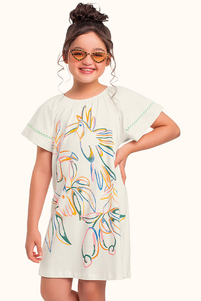 Vestido em cotton leve com bordado