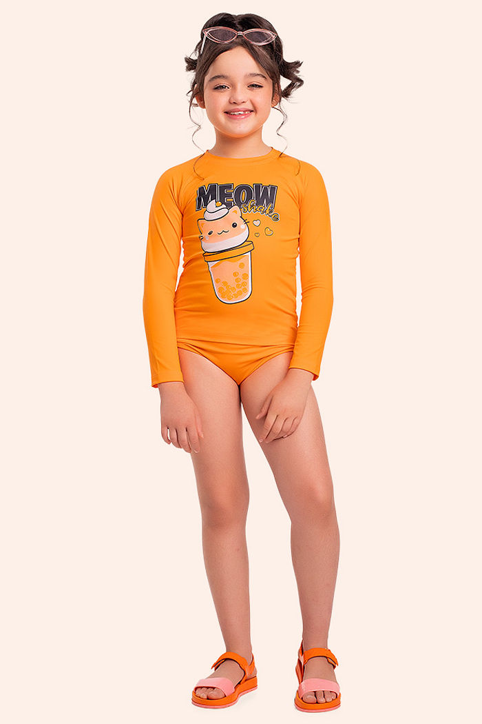 Conjunto blusa manga longa e calcinha Meow