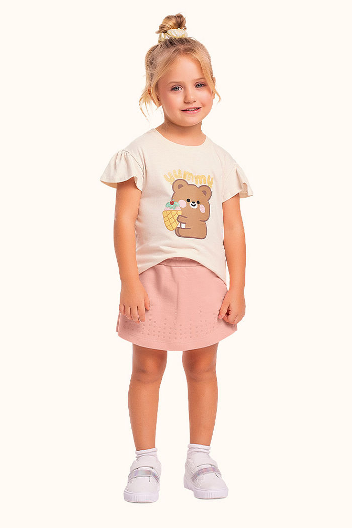 Conjunto blusa/short saia com strass