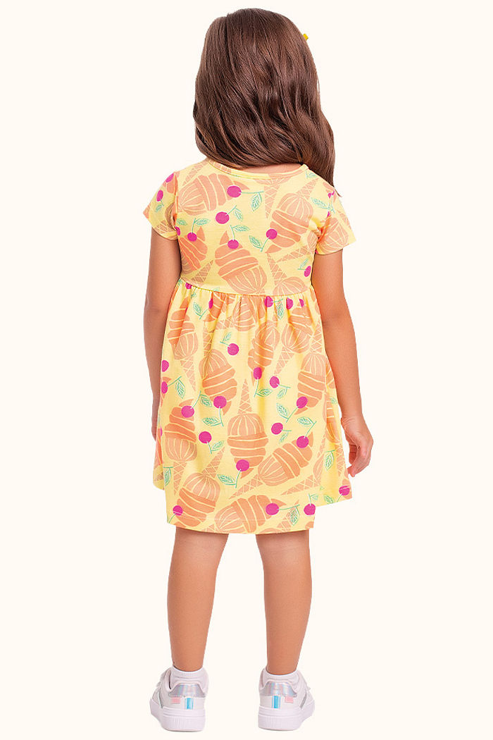 Vestido estampado sorvete meia malha
