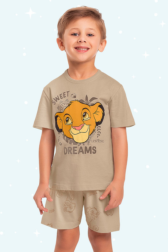 Conjunto pijama camiseta e bermuda Rei Leão