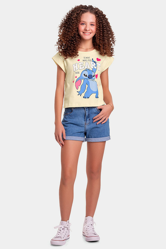 Blusa com glitter Heart Lilo & Stitch