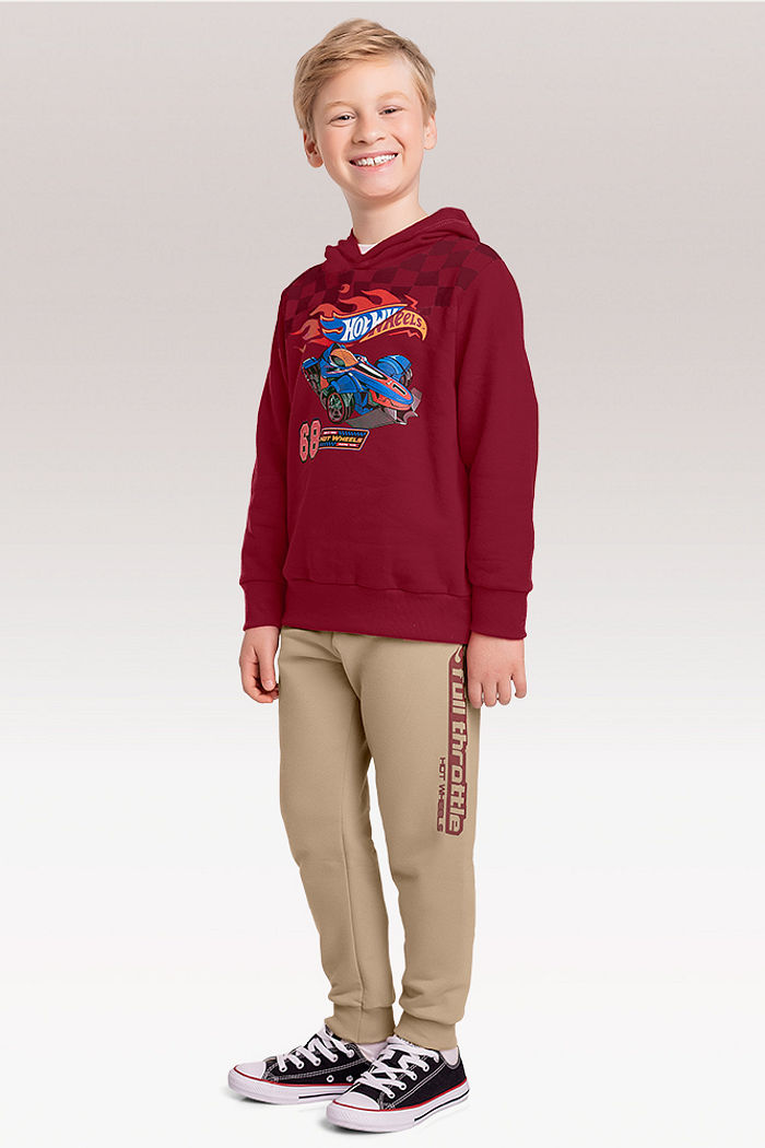 Conjunto blusão com capuz e calça Hot Wheels
