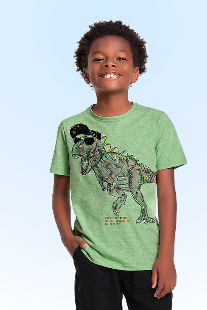 Conjunto camiseta em meia malha mescla e bermuda em moletinho