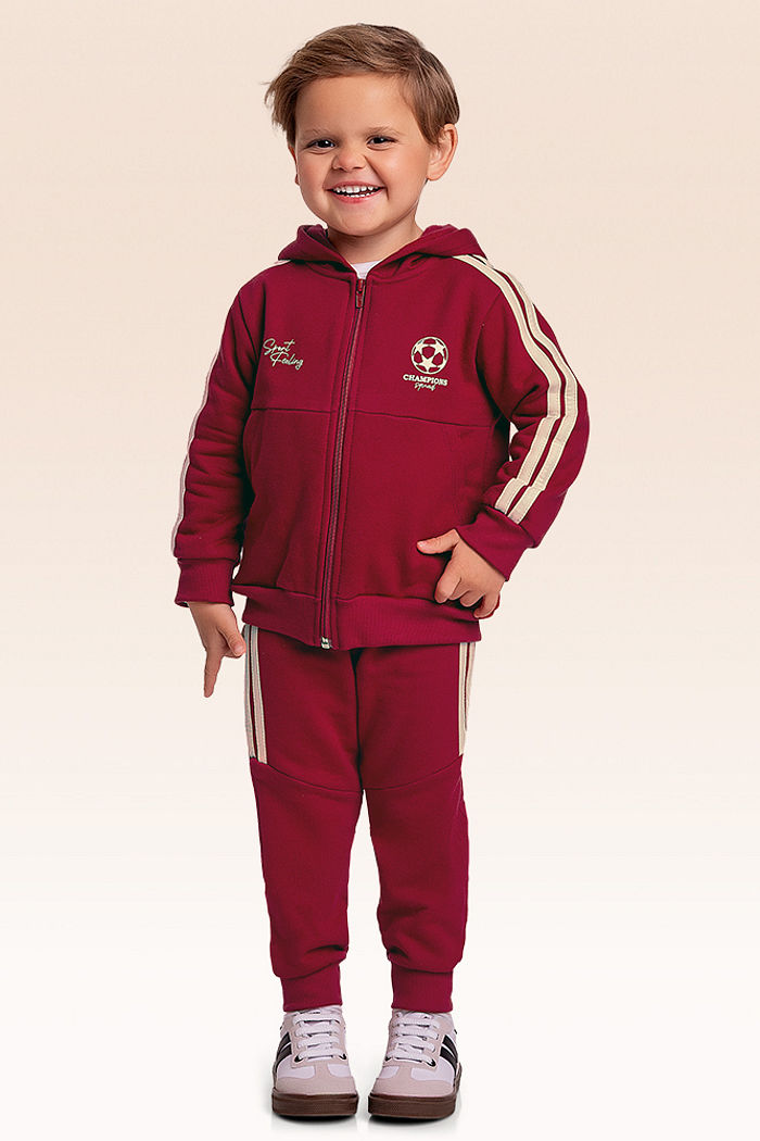 Conjunto jaqueta com capuz e calça