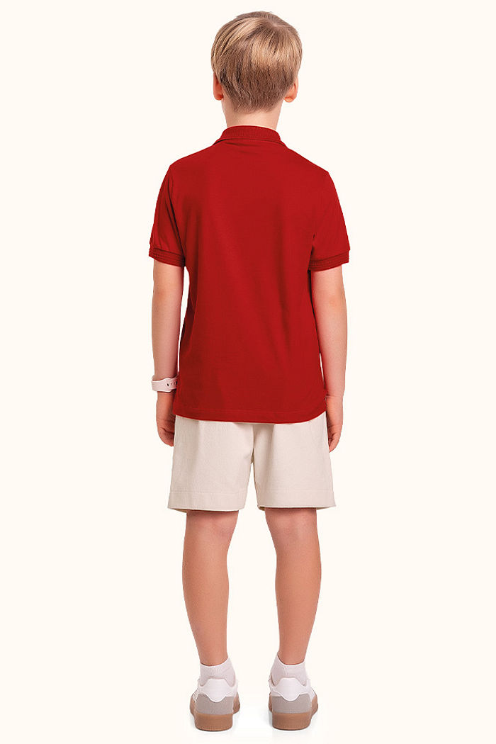 Conjunto camisa polo em meia malha e bermuda em sarja.