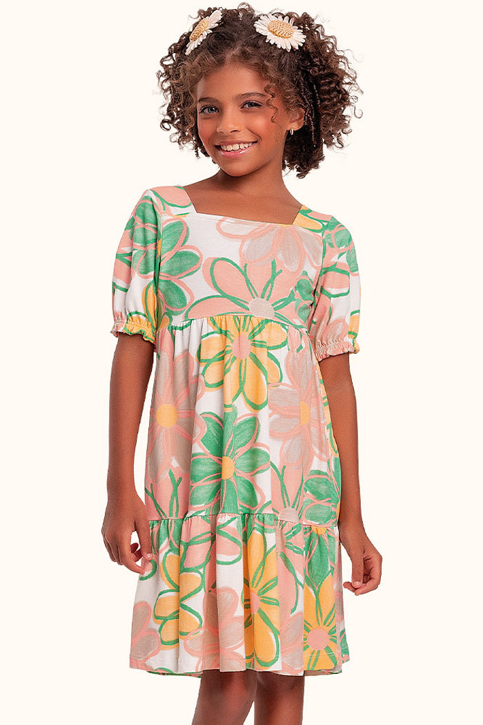 Vestido floral em meia malha