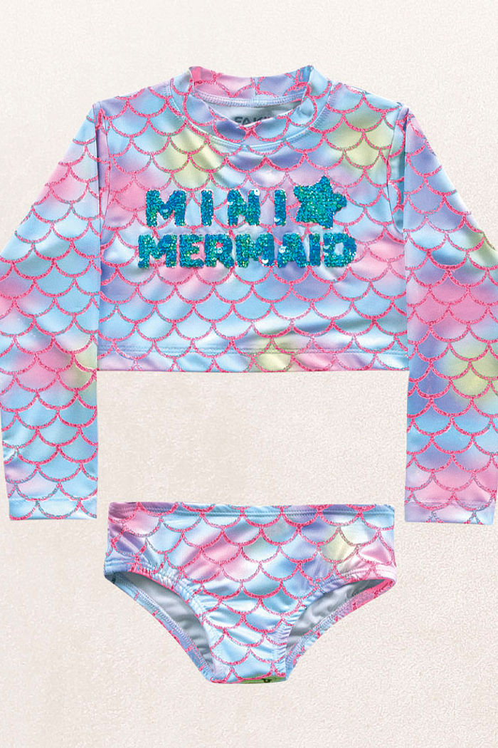 Conjunto blusa manga longa e calcinha praia sereia