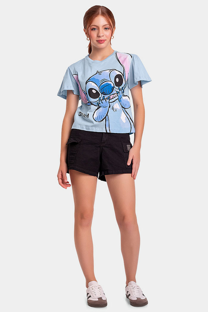 Blusa juvenil Stitch em meia malha