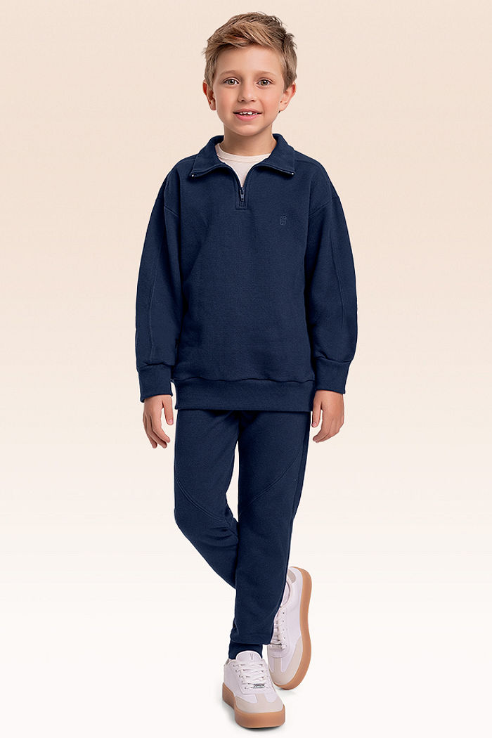 Conjunto blusão e calça em moletom pique