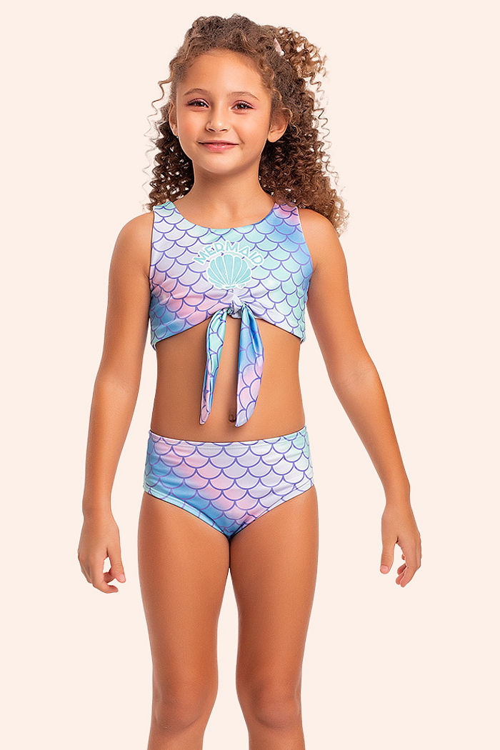 Conjunto biquini infantil sereia com estampa sublimada