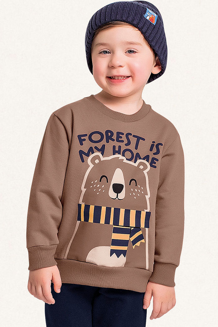 Conjunto blusão e calça em moletom urso