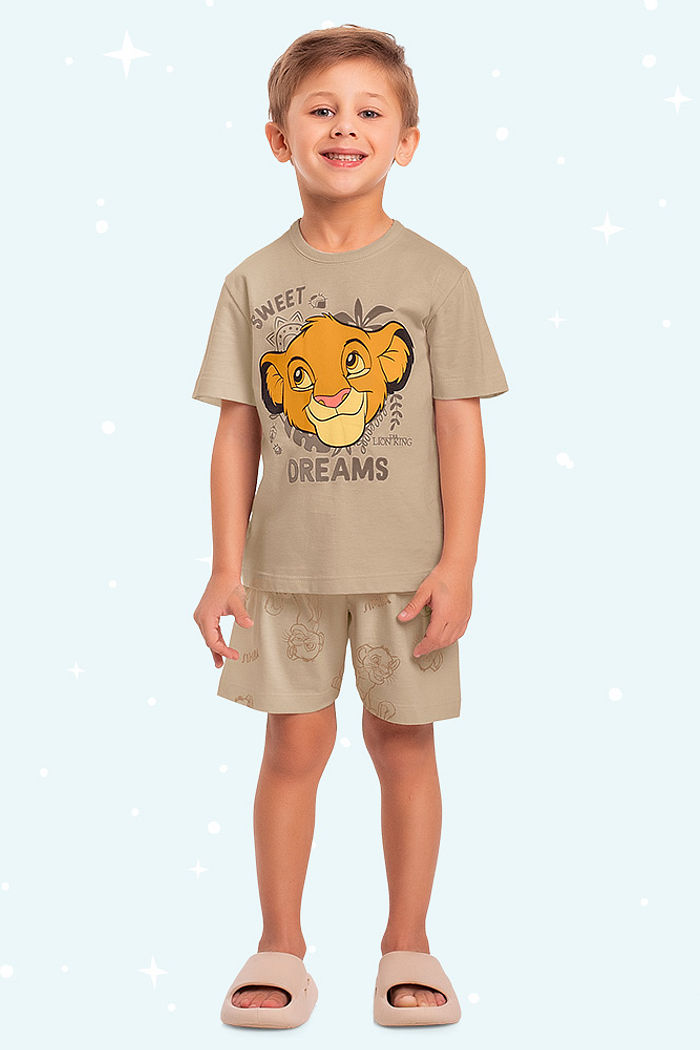 Conjunto pijama camiseta e bermuda Rei Leão
