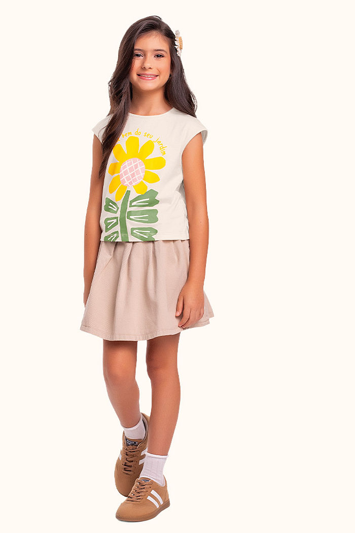 Blusa em meia malha flor