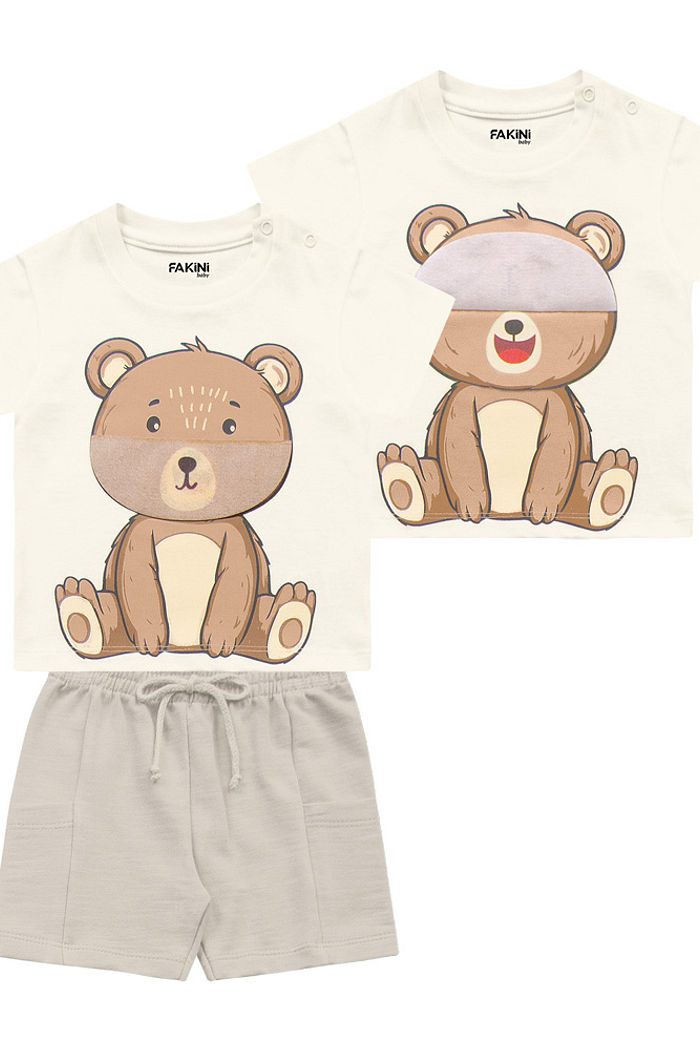 Conjunto bebê camiseta e bermuda ursinhos